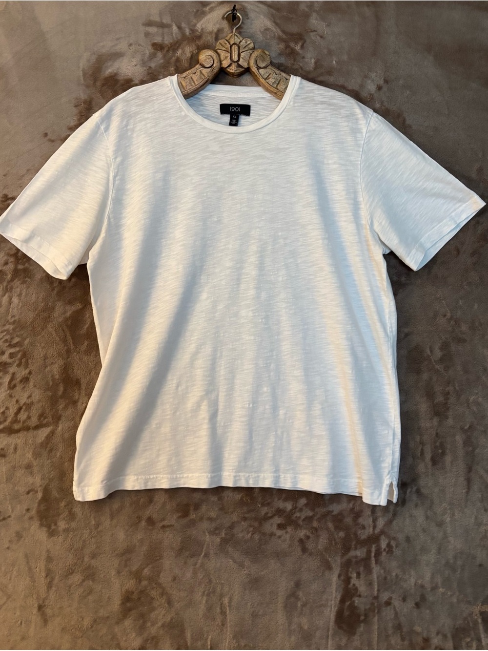 1901 Men's White Crewneck Textured Slub Knit Finish Size XL